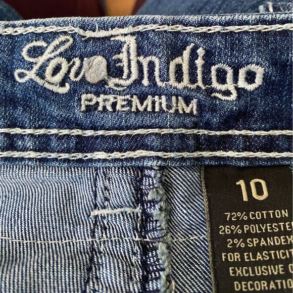 Love Indigo Bootcut Embordered Denim Jeans Women Size 10 - Picture 8 of 11